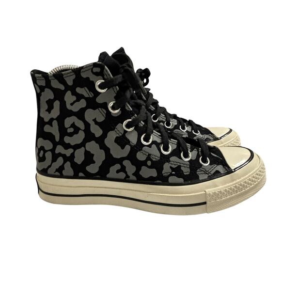 Converse Chuck Taylor 70 Hi Top Reflective Black Lepoard Sneakers Unisex Sze 5/7 - Picture 1 of 9